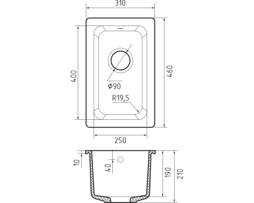 Мойка Rivelato BERKANA 25 BK-25 nero
