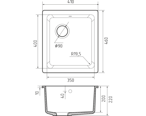 Мойка Rivelato BERKANA 35 BK-35 antracite