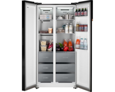 Отдельностоящий холодильник с инвертором Weissgauff WSBS 590 NoFrost Inverter Premium Rock Glass