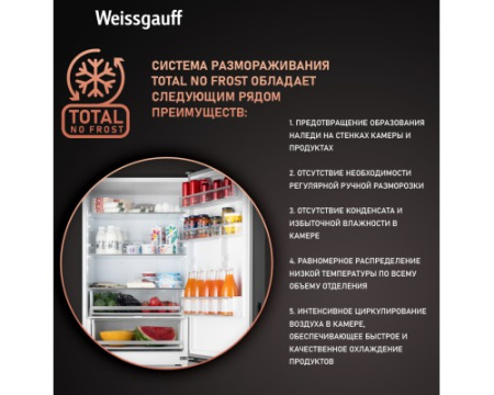 Отдельностоящий холодильник с инвертором Weissgauff WRK 1970 DBG Full NoFrost Inverter