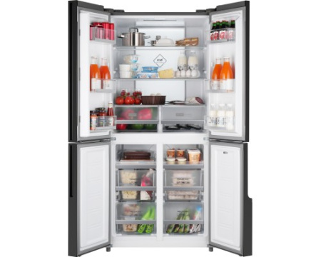 Отдельностоящий холодильник с инвертором Weissgauff WCD 450 Inox Glass NoFrost Inverter