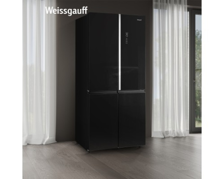 Отдельностоящий холодильник с инвертором Weissgauff WCD 590 Nofrost Inverter Premium EcoFresh Black Glass