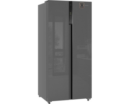 Отдельностоящий холодильник с инвертором Weissgauff WSBS 500 Inverter NoFrost Bru Steel Glass