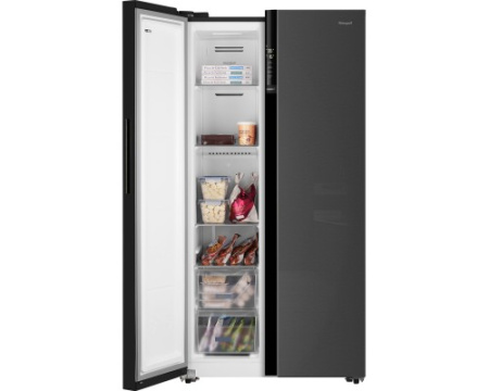 Отдельностоящий холодильник с инвертором Weissgauff WSBS 600 NoFrost Inverter Inox Glass