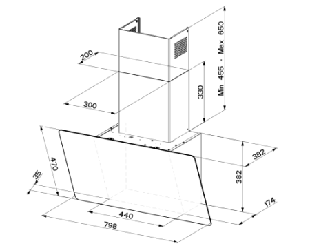 Наклонная вытяжка Faber V-AIR KL A80 330.0615.685