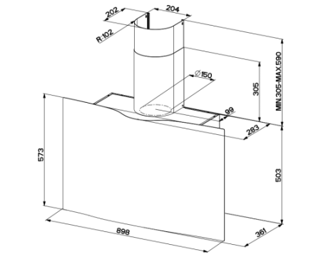 Наклонная вытяжка Faber VEIL WH CORIAN A90 110.0324.952