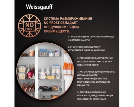 Отдельностоящий холодильник с инвертором Weissgauff WSBS 600 XB NoFrost Inverter