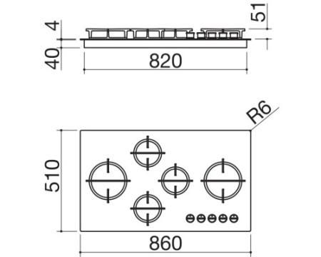 Газовая варочная панель Barazza 1PMD95B