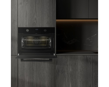 Встраиваемый компактный духовой шкаф с СВЧ Weissgauff OE 4551 DB Black Edition