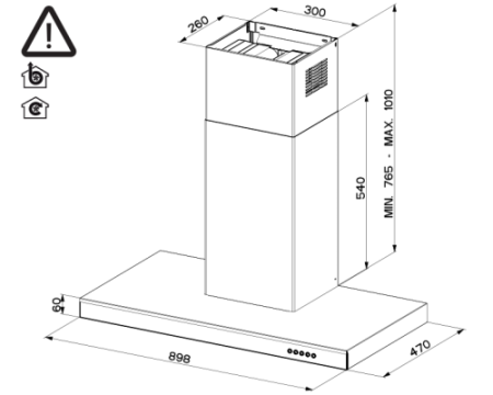 Вытяжка без купола Faber ONYX-T BK GLASS/X A90 325.0541.070