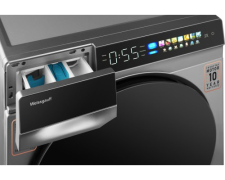 Стиральная машина с инвертором и паром Weissgauff WM 998 Full Touch DC Inverter Steam Silver