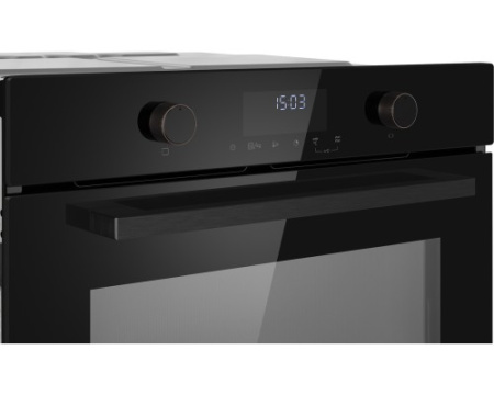 Встраиваемый компактный духовой шкаф с СВЧ Weissgauff OE 4551 DB Black Edition