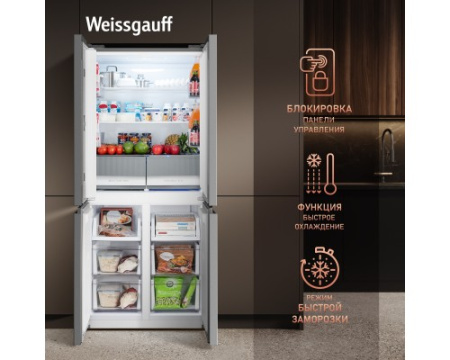 Отдельностоящий холодильник с инвертором Weissgauff WCD 450 X NoFrost Inverter