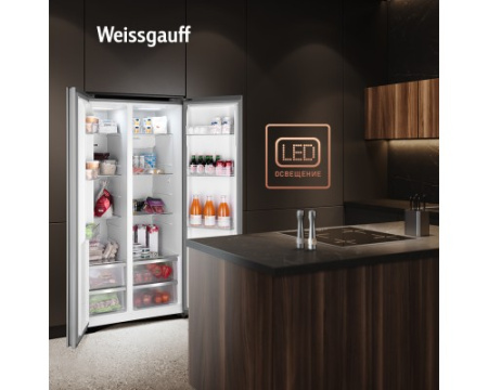 Отдельностоящий холодильник с инвертором Weissgauff WSBS 550 GRG Inverter NoFrost