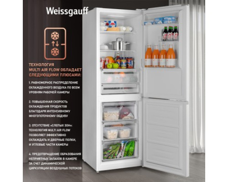 Отдельностоящий холодильник с инвертором Weissgauff WRK 185 Total NoFrost Inverter White