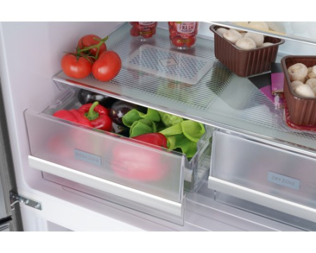 Отдельностоящий холодильник с инвертором Weissgauff WCD 450 Inox Glass NoFrost Inverter