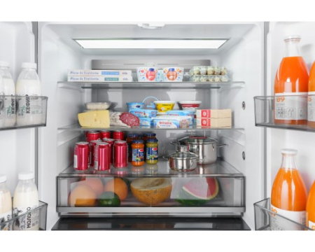Отдельностоящий холодильник с инвертором Weissgauff WCD 590 NoFrost Inverter Premium EcoFresh Inox Glass