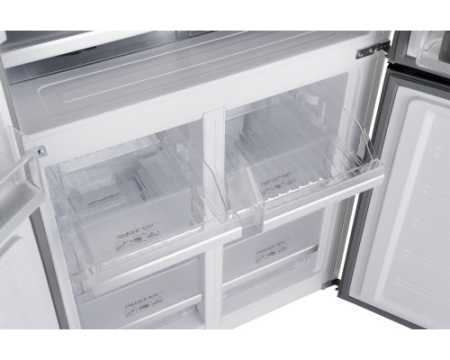 Отдельностоящий холодильник с инвертором Weissgauff WCD 450 White Rock Glass NoFrost Inverter