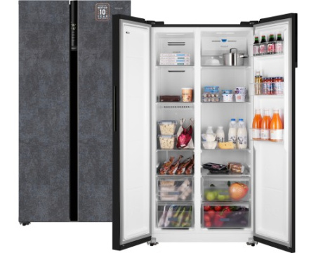 Отдельностоящий холодильник с инвертором Weissgauff WSBS 600 NoFrost Inverter Rock Glass