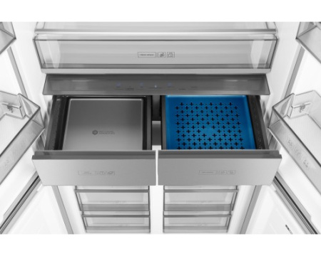 Отдельностоящий холодильник с инвертором Weissgauff WCD 590 Nofrost Inverter Premium EcoFresh Blue Glass