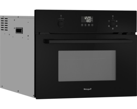 Встраиваемый компактный духовой шкаф с СВЧ Weissgauff OE 449 PDBK Black Edition