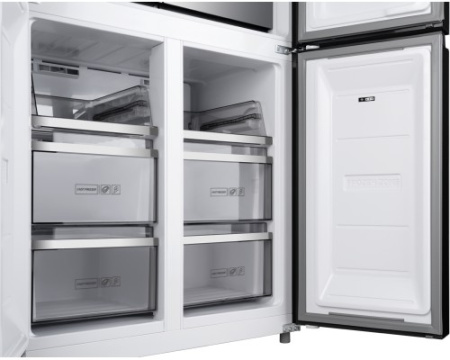 Отдельностоящий холодильник с инвертором Weissgauff WCD 590 Nofrost Inverter Premium Ecofresh Dark Inox