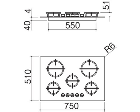 Газовая варочная панель Barazza 1PMD95N