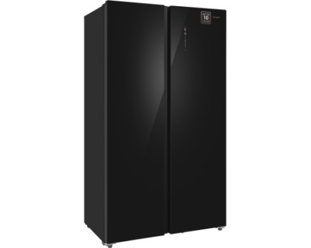 Отдельностоящий холодильник с инвертором Weissgauff WSBS 1036 Inverter NoFrost Premium Black Glass