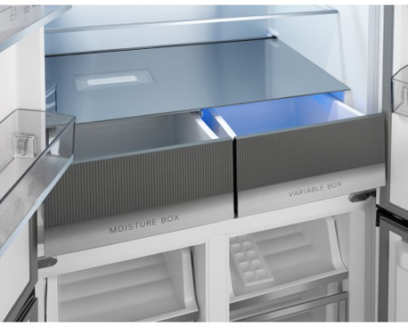 Отдельностоящий холодильник с инвертором Weissgauff WCD 450 Rock Glass NoFrost Inverter