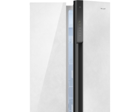 Отдельностоящий холодильник с инвертором Weissgauff WSBS 500 Inverter NoFrost White Rock Glass