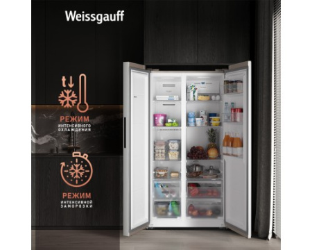 Отдельностоящий холодильник с инвертором Weissgauff WSBS 600 Be NoFrost Inverter