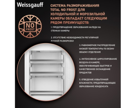 Встраиваемый холодильник с инвертором Weissgauff WRKI 195 Total NoFrost