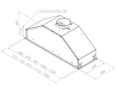 Встраиваемая вытяжка Pando GTI/510 INOX V.1050 ECO SEC PLUS