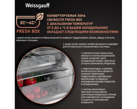 Отдельностоящий холодильник Weissgauff WRK 195 D Full NoFrost Rock Glass