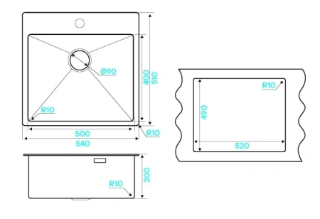 Кухонная мойка KUCHENSTERN WERK 60 вороненая сталь