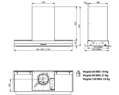 Вытяжка Falmec VIRGOLA (Touch)NRS 60 CVJN60.E29P2#EU3490F