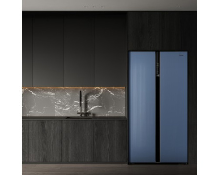 Отдельностоящий холодильник с инвертором Weissgauff WSBS 600 NoFrost Inverter Blue Glass