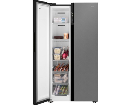 Отдельностоящий холодильник с инвертором Weissgauff WSBS 600 NoFrost Inverter Bru Steel Glass