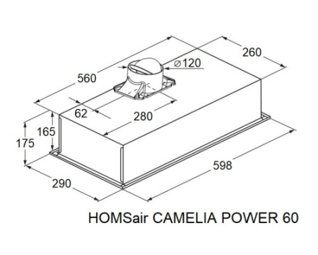 Кухонная вытяжка HOMSair CAMELIA POWER 60 нержавеющая сталь
