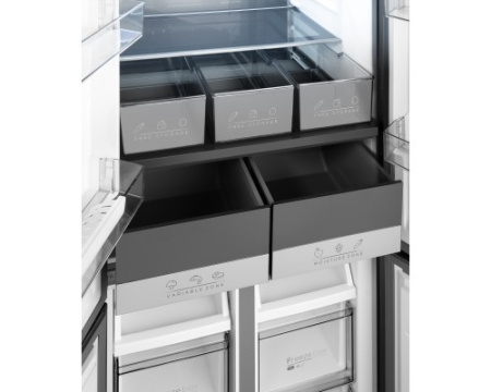 Отдельностоящий холодильник с инвертором Weissgauff WCD 480 Total NoFrost Inverter Silk Inox Built-in