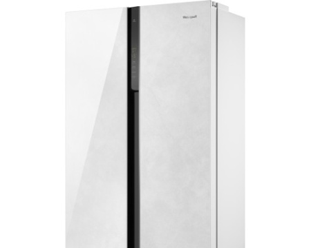 Отдельностоящий холодильник с инвертором Weissgauff WSBS 500 Inverter NoFrost White Rock Glass