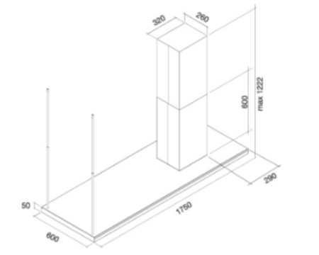 Вытяжка Falmec DESIGN LUMEN ISOLA STEEL 175 DX CLUI75.E0P2#NEUI490F