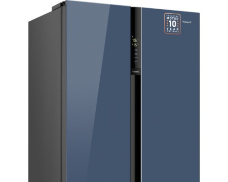 Отдельностоящий холодильник с инвертором Weissgauff WSBS 600 NoFrost Inverter Blue Glass