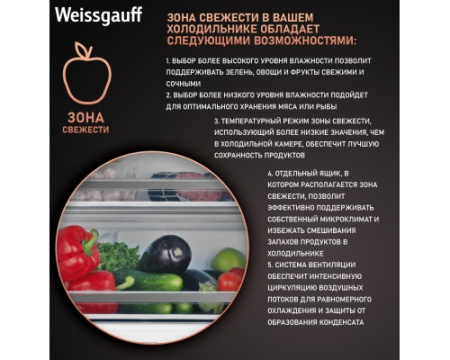Встраиваемый холодильник с инвертором Weissgauff WRKI 1969 Total NoFrost Premium EcoFresh