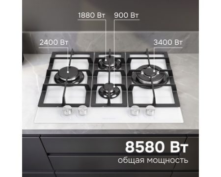 Газовая варочная панель из закаленного стекла Zigmund & Shtain MN 114.61 W