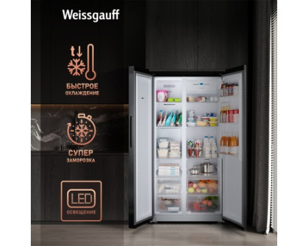 Отдельностоящий холодильник с инвертором Weissgauff WSBS 600 XB NoFrost Inverter