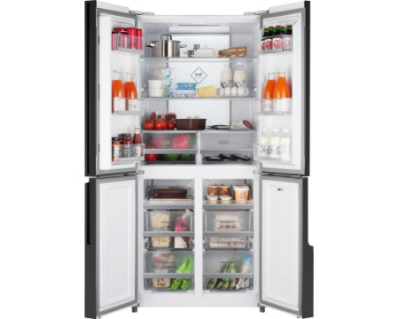 Отдельностоящий холодильник с инвертором Weissgauff WCD 450 White Rock Glass NoFrost Inverter