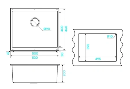 Кухонная мойка KUCHENSTERN UNDER 60 титан