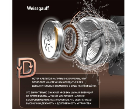 Стиральная машина с прямым приводом Weissgauff WM 45127 Direct Drive Inverter Steam Deep Grey