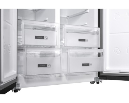 Отдельностоящий холодильник с инвертором Weissgauff WSBS 600 NoFrost Inverter Rock Glass